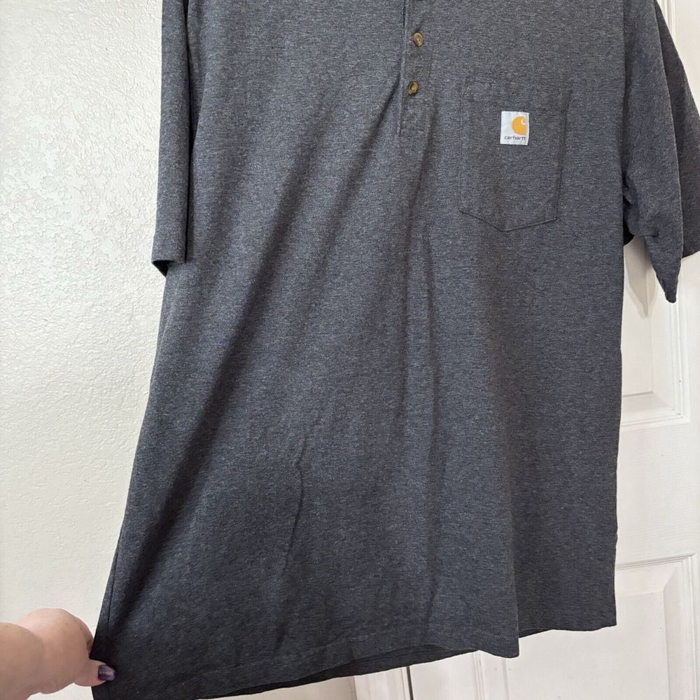 Carhartt Gray Loose Fit Henley T-Shirt Mens Short Sleeve Pullover Size XL - Picture 6 of 8